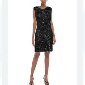 Banana Repulic Black & Silver Sequin Shift Dress Size 6